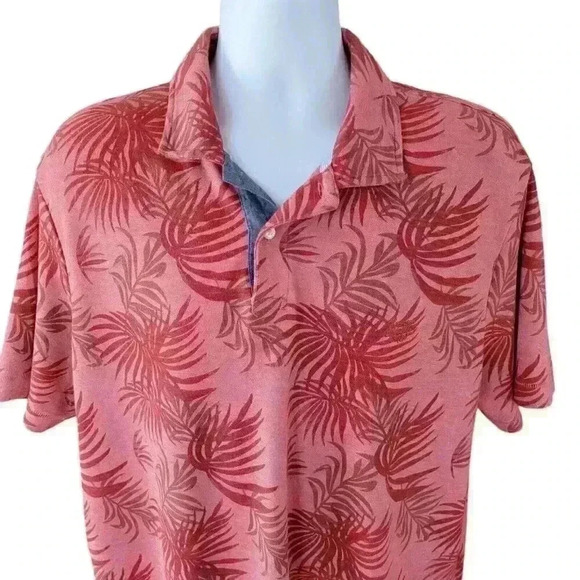 Chaps Mens Seacoast Wash Slub Pique Polo Shirt Short Sleeves Salmon Palm Size XL - Picture 2 of 7